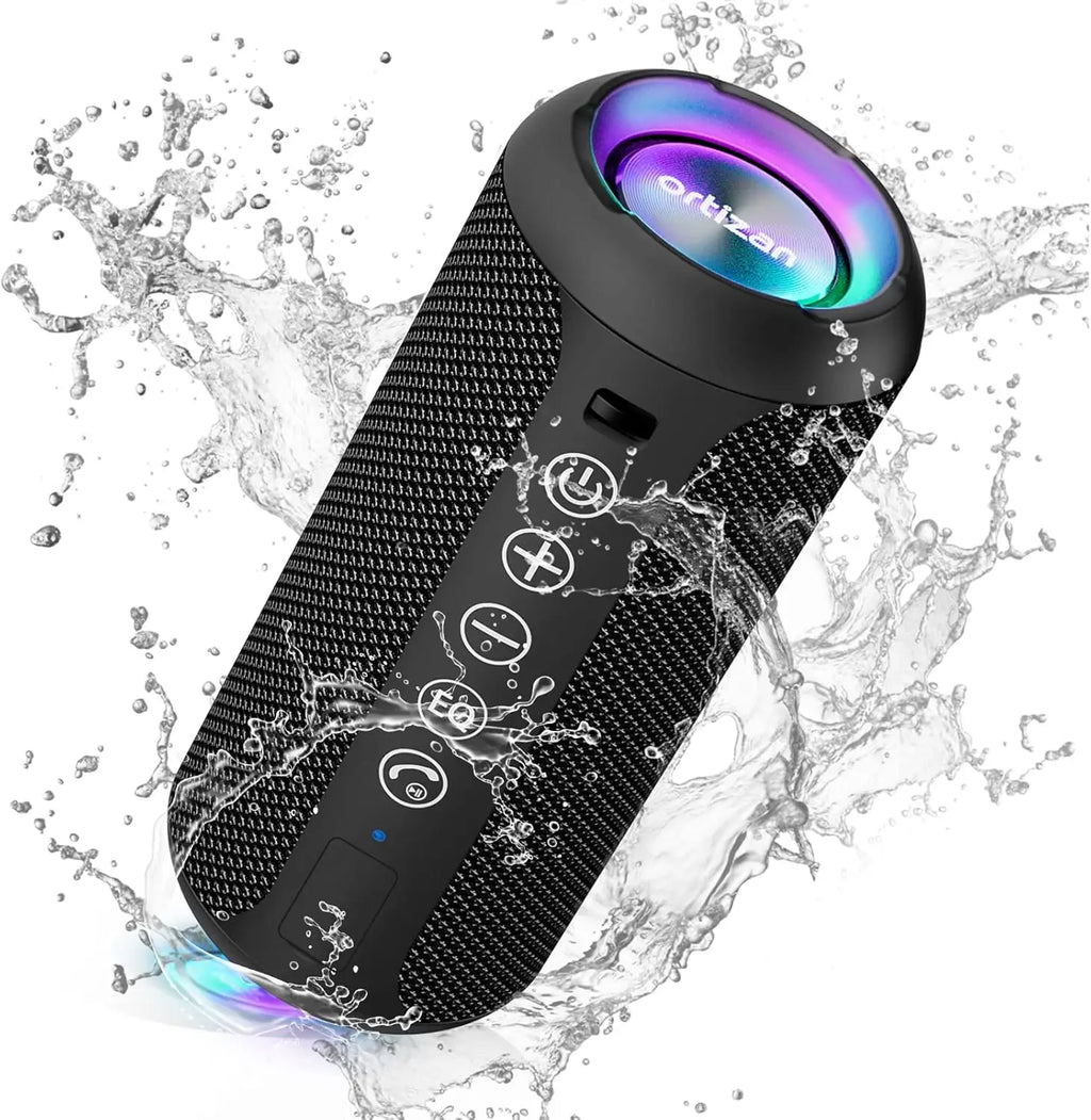 Ortizan X10 Portable Bluetooth Speaker – 24W, IPX7 Waterproof, RGB Lights