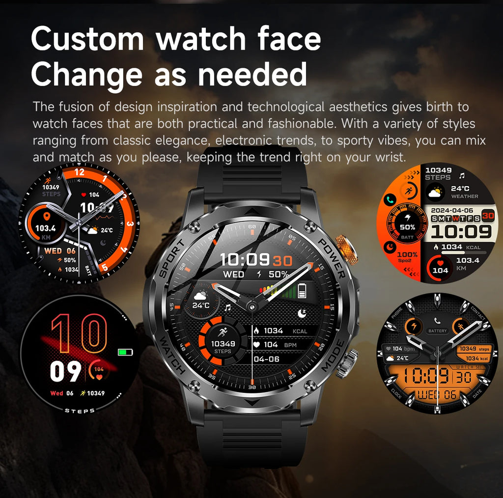 Men’s Smartwatch with Flashlight & Bluetooth Calls – Long Battery Life
