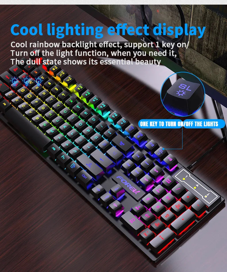 104-Key Gaming Keyboard – Mechanical Feel, RGB Backlit, Wired Ergonomic Design