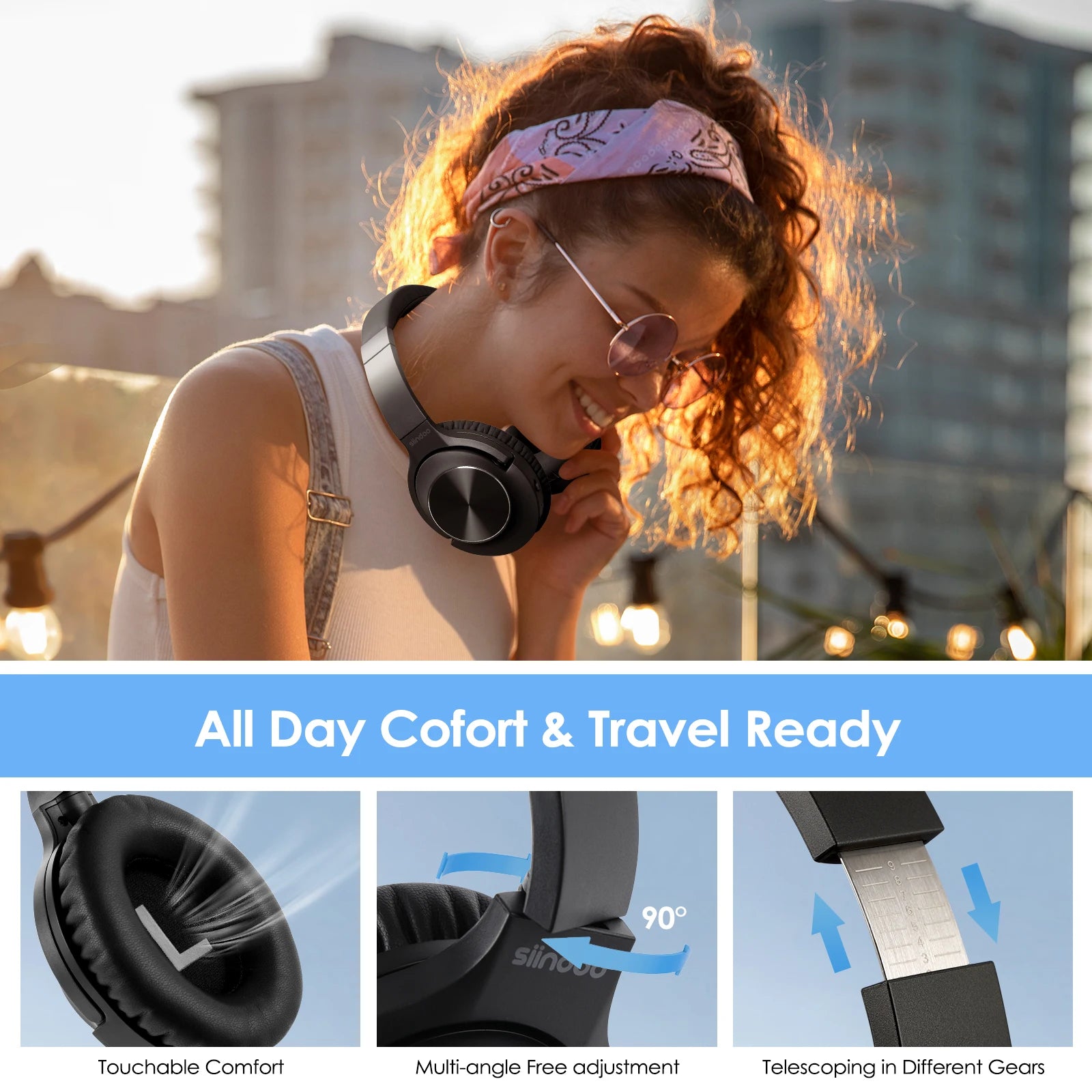 Siindoo ANC Headphones – Active Noise Cancelling & Deep Bass
