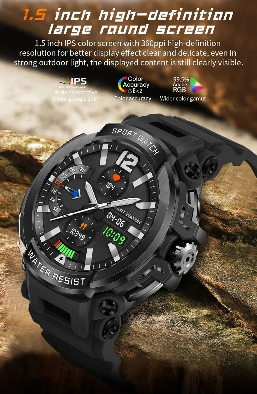 T90 Smart Watch – Bluetooth Call, GPS, 120+ Sports Modes, 600mAh Battery