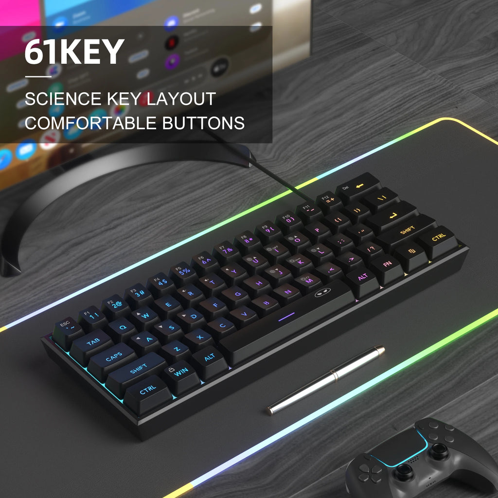 MageGee Mini 60% Gaming Keyboard – RGB Backlit, Ergonomic, Waterproof