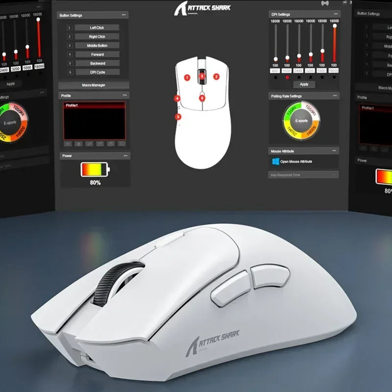 Attack Shark R1 Gaming Mouse – Tri-Mode, 18000DPI, Macro Programmable