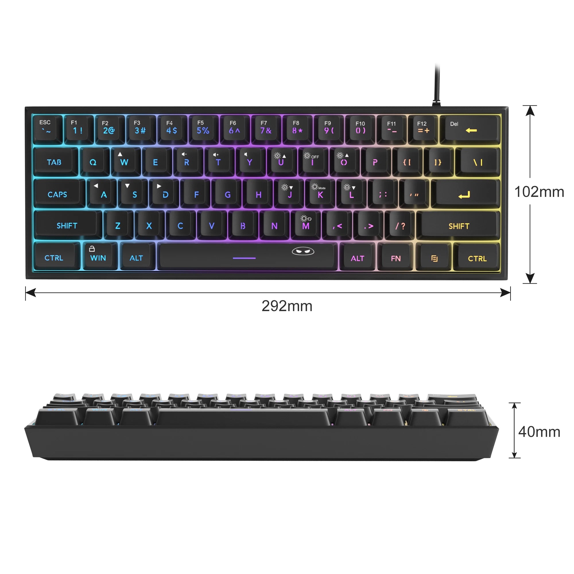 MageGee Mini 60% Gaming Keyboard – RGB Backlit, Ergonomic, Waterproof