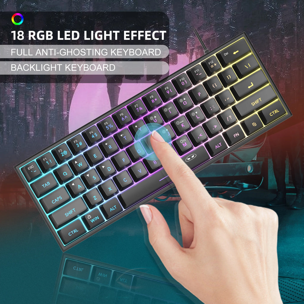 MageGee Mini 60% Gaming Keyboard – RGB Backlit, Ergonomic, Waterproof