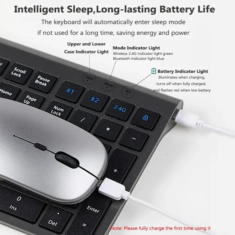 Bluetooth 3-Mode Wireless Keyboard & Mouse Combo – Rechargeable & Multi-Device