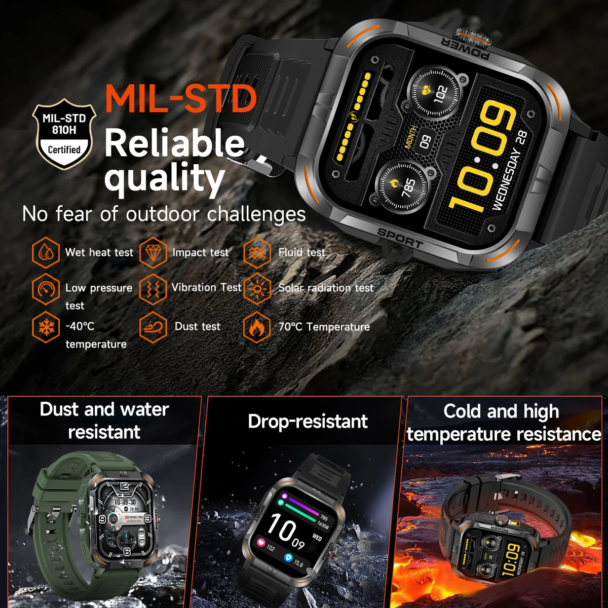 AMOLED Outdoor Smartwatch | Compass, Flashlight & Bluetooth Calling