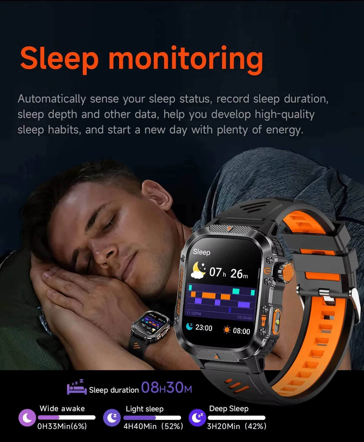 HT36 Smartwatch for Men – Outdoor Sports with GPS & Compass