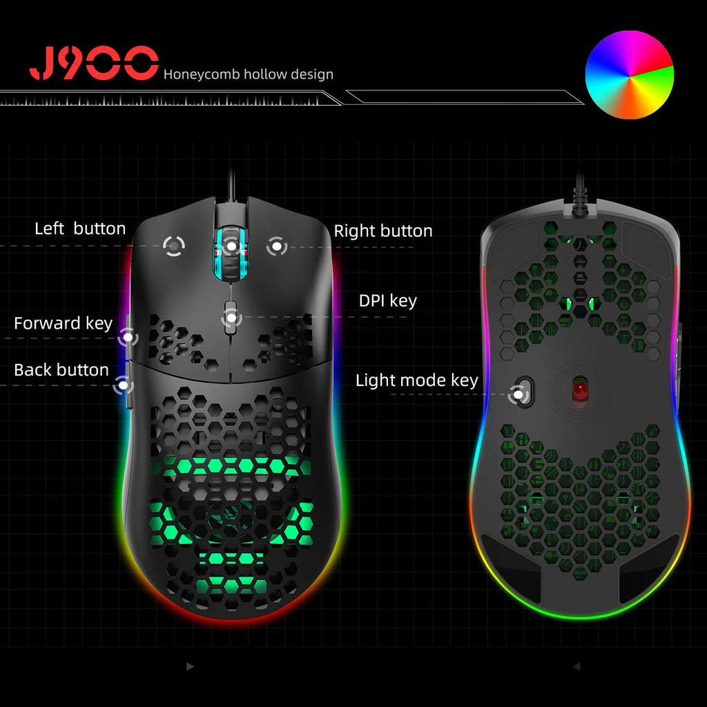 6400DPI Gaming Mouse – 6 Buttons, Macro Programming & RGB Lighting