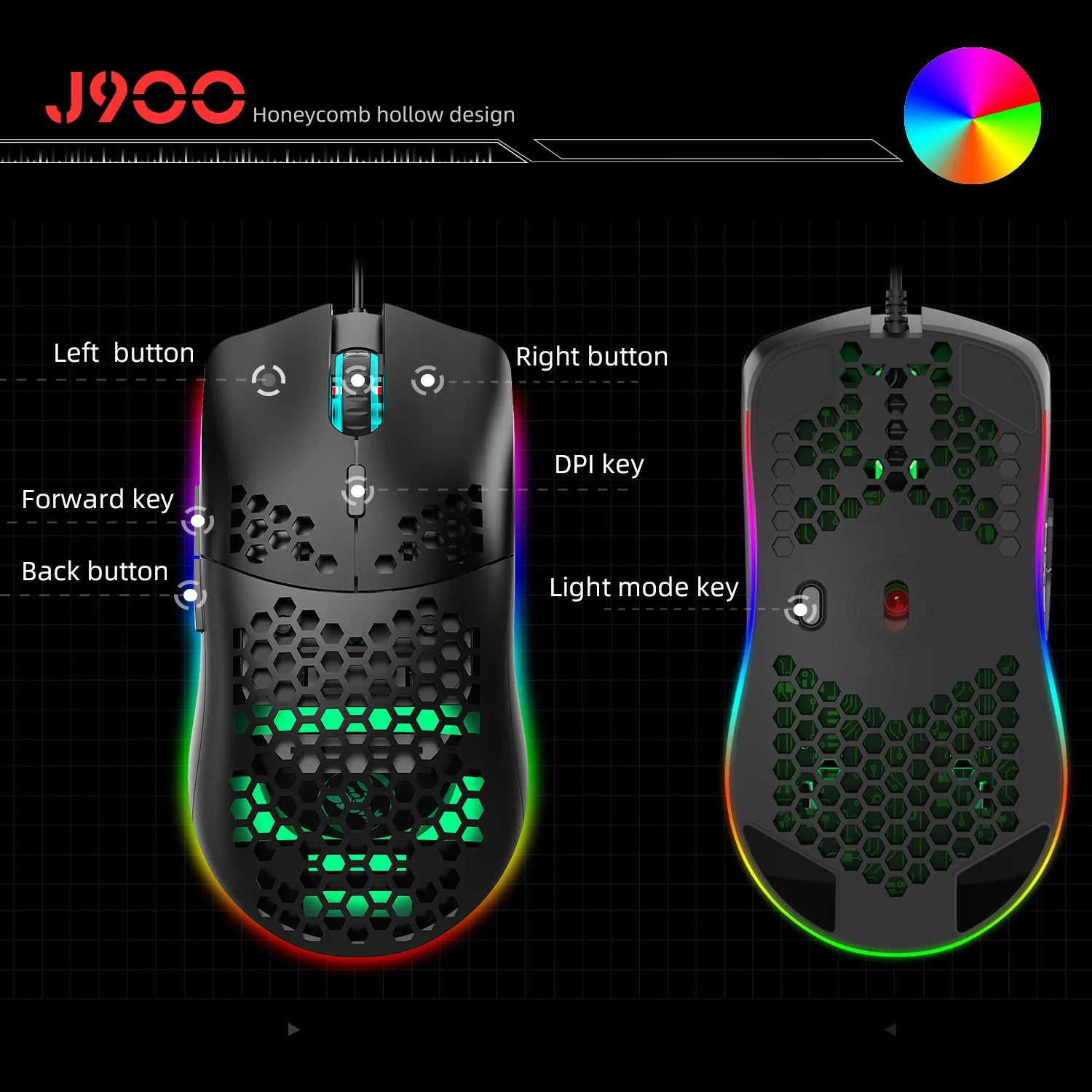 6400DPI Gaming Mouse – 6 Buttons, Macro Programming & RGB Lighting