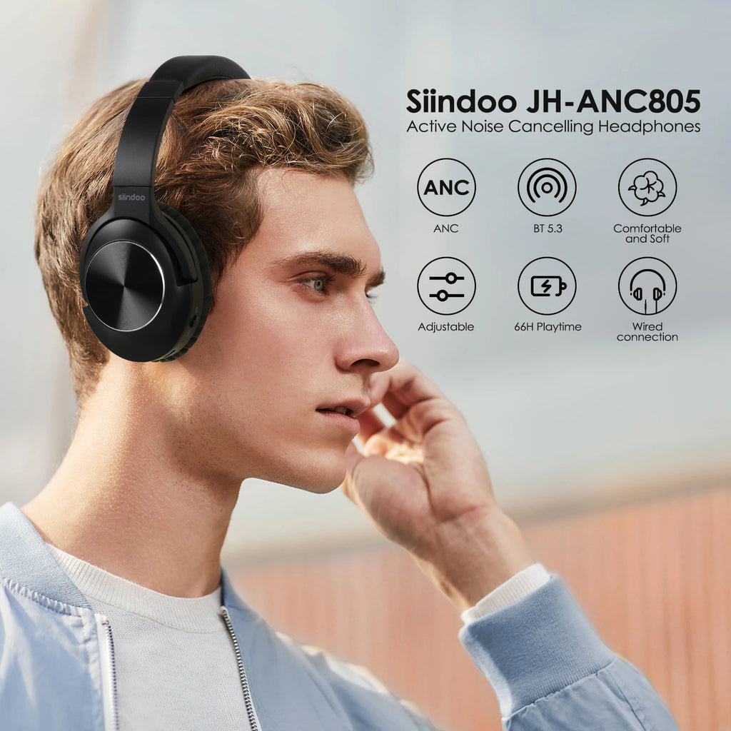 Siindoo ANC Headphones – Active Noise Cancelling & Deep Bass