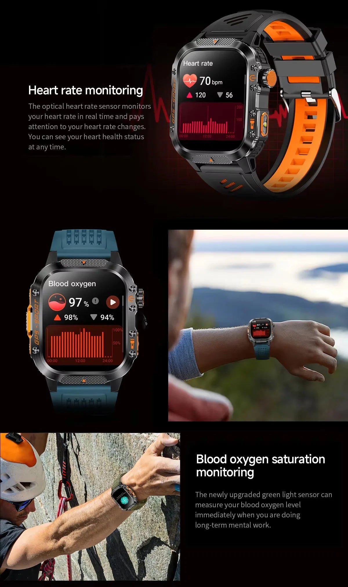 HT36 Smartwatch for Men – Outdoor Sports with GPS & Compass
