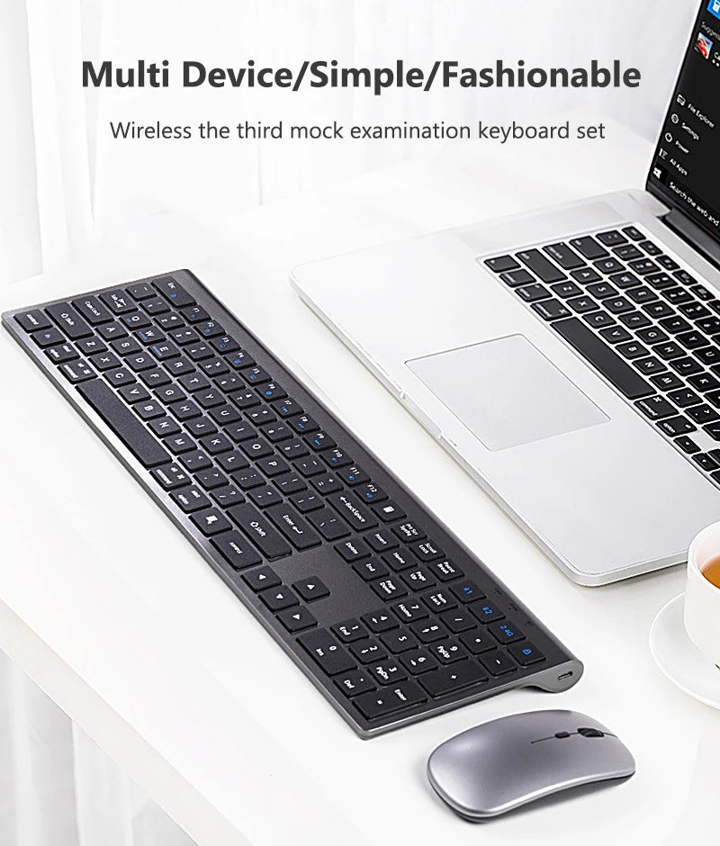 Bluetooth 3-Mode Wireless Keyboard & Mouse Combo – Rechargeable & Multi-Device
