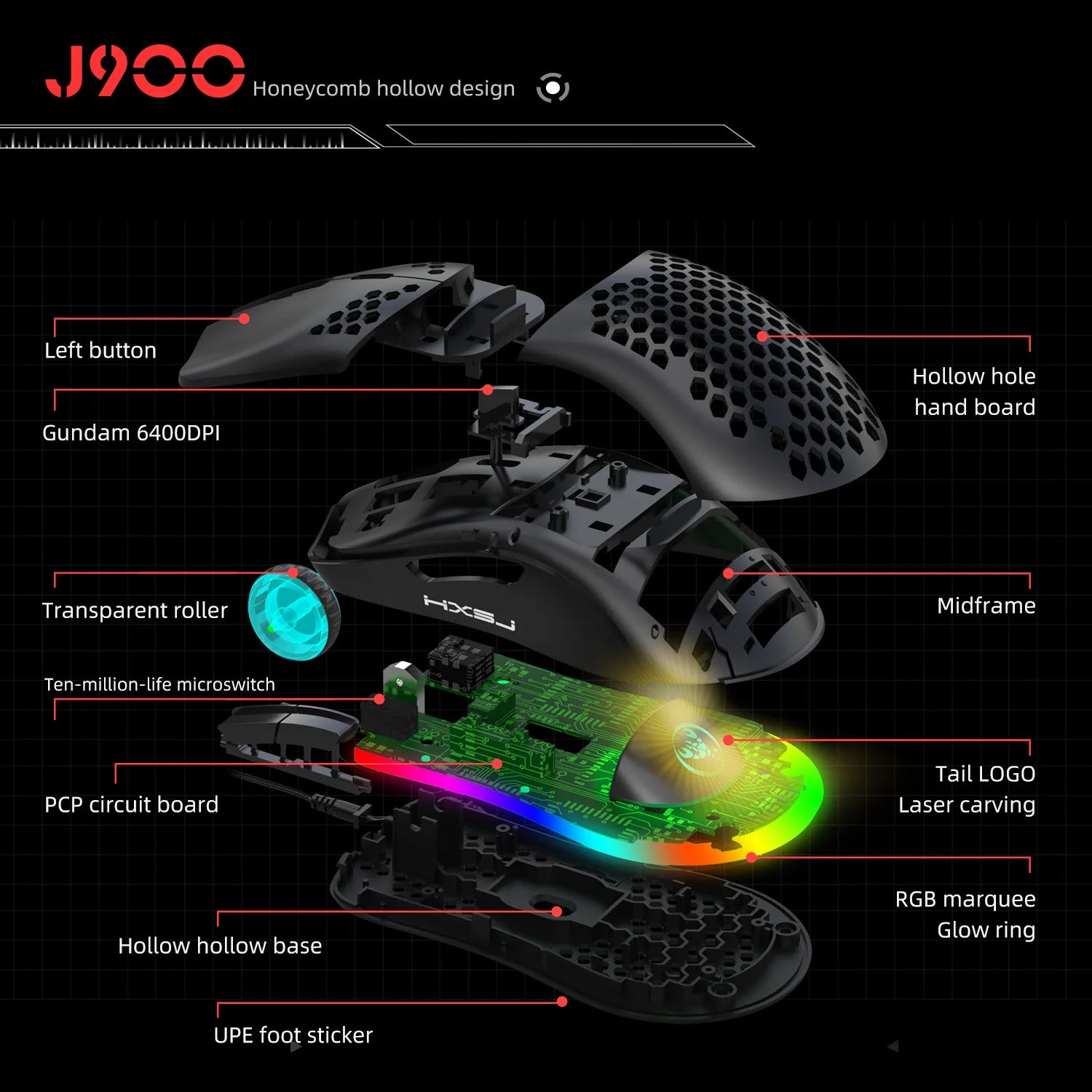 6400DPI Gaming Mouse – 6 Buttons, Macro Programming & RGB Lighting