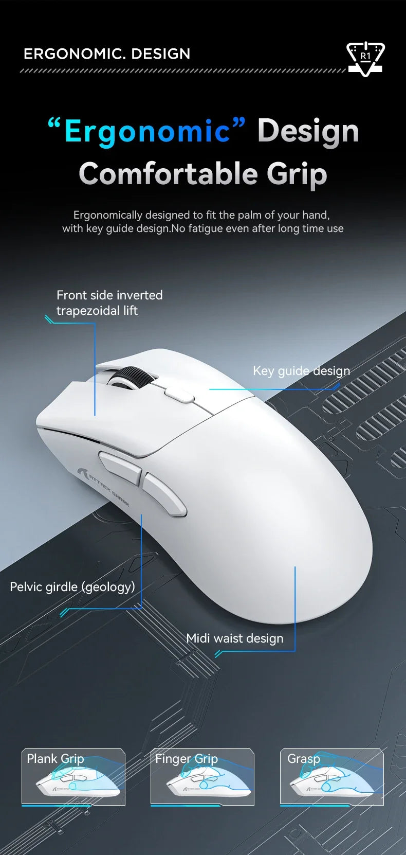 Attack Shark R1 Gaming Mouse – 18000 DPI & Ultra Response