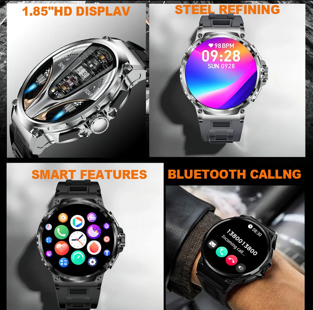 New 1.85" Ultra HD Smartwatch – GPS Tracking & Bluetooth Calls