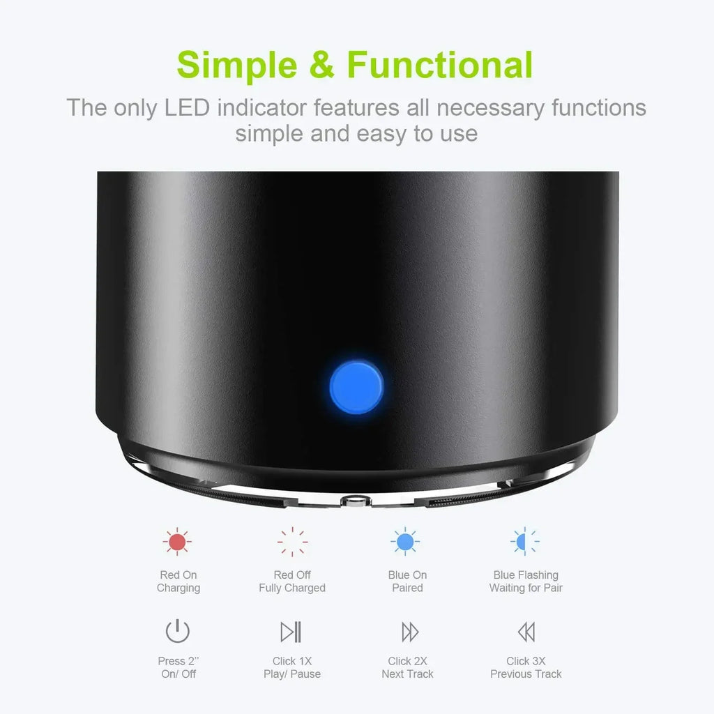 A106 Pro Mini Bluetooth Speaker – Bass Boost, IPX7 Waterproof, with Case