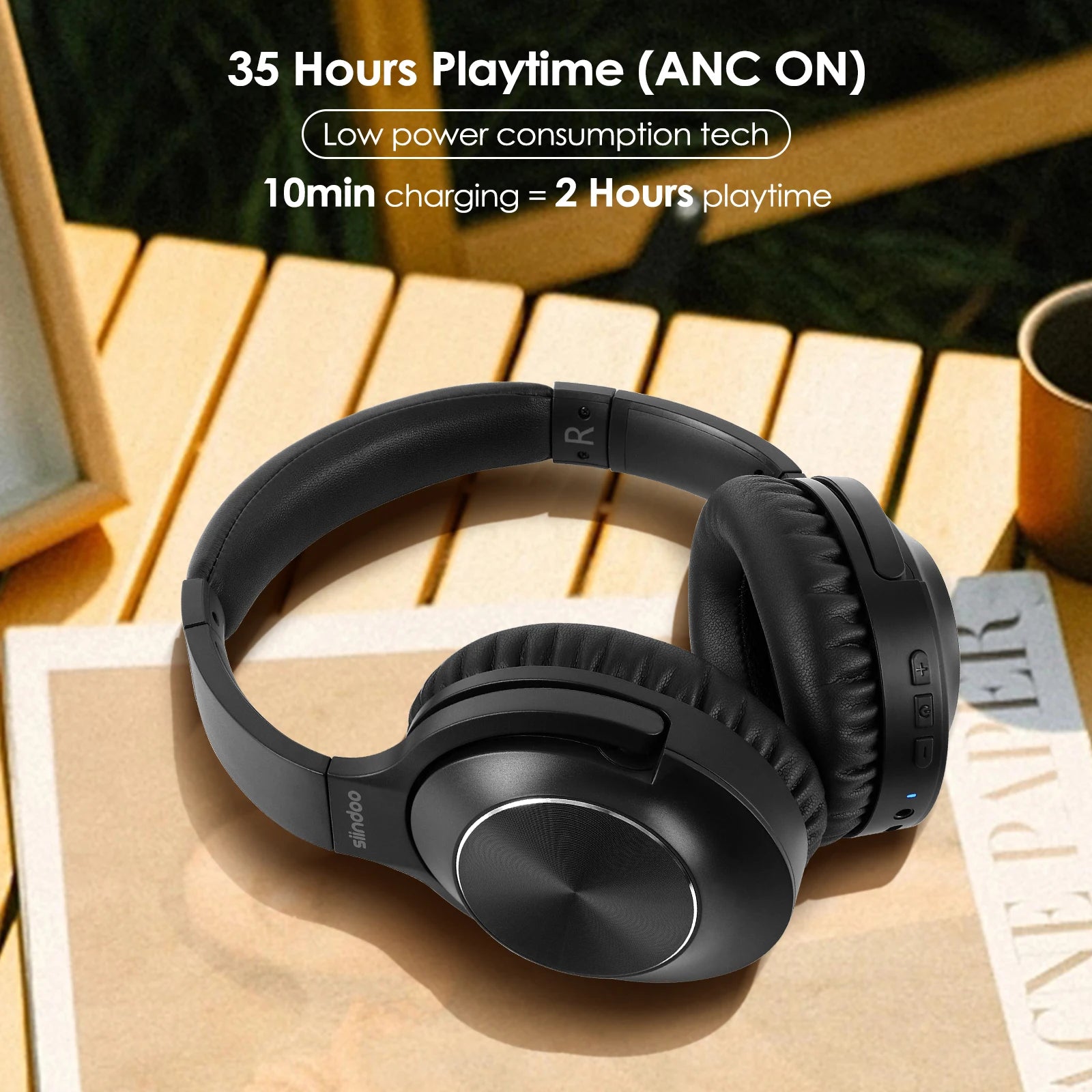 Siindoo ANC Headphones – Active Noise Cancelling & Deep Bass