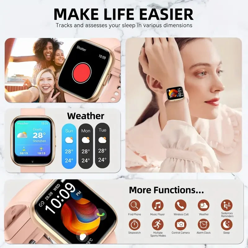 IUTECH P114 Smart Watch – 1.85" Display, Bluetooth Call, Waterproof for Men & Women