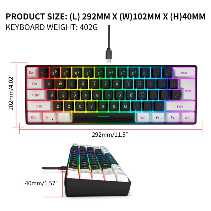 RGB Gaming Keyboard – Water Resistant with Media Keys & Comfortable Typing