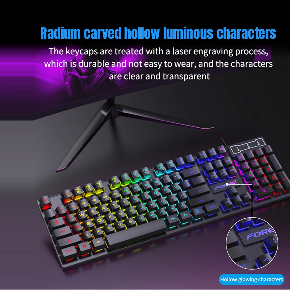 104-Key Gaming Keyboard – Mechanical Feel, RGB Backlit, Wired Ergonomic Design
