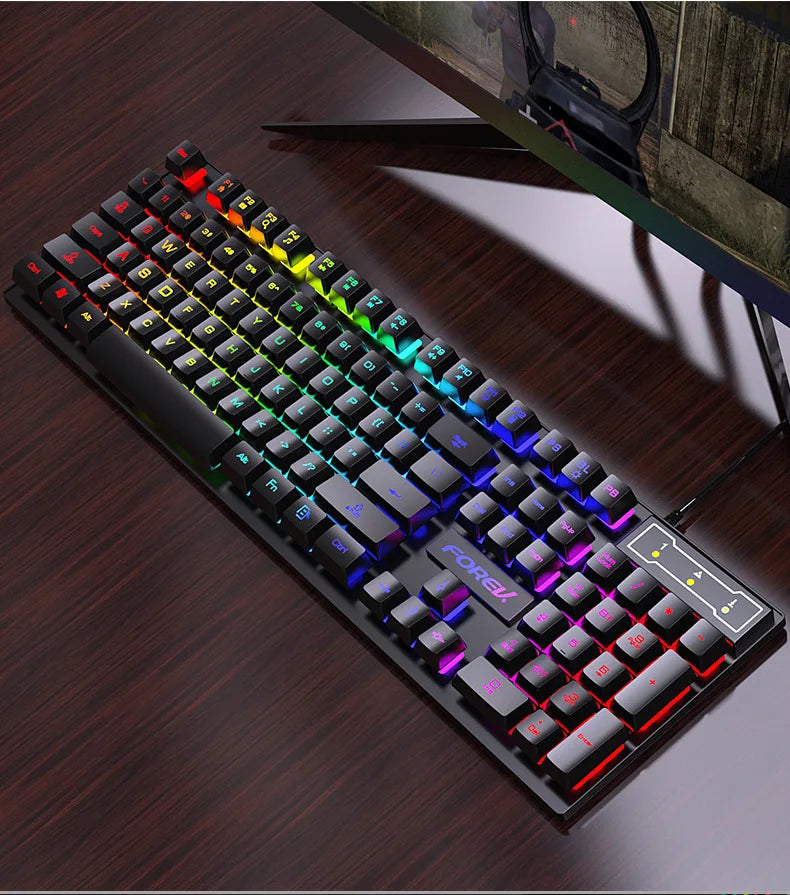 104-Key Gaming Keyboard – Mechanical Feel, RGB Backlit, Wired Ergonomic Design