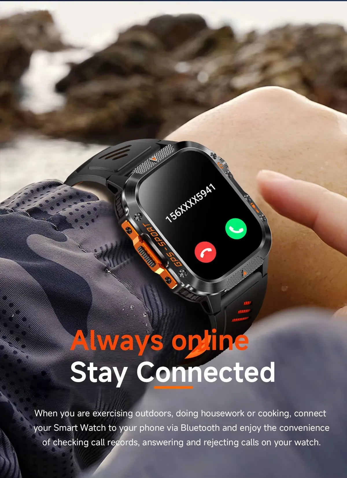 HT36 Smartwatch for Men – Outdoor Sports with GPS & Compass