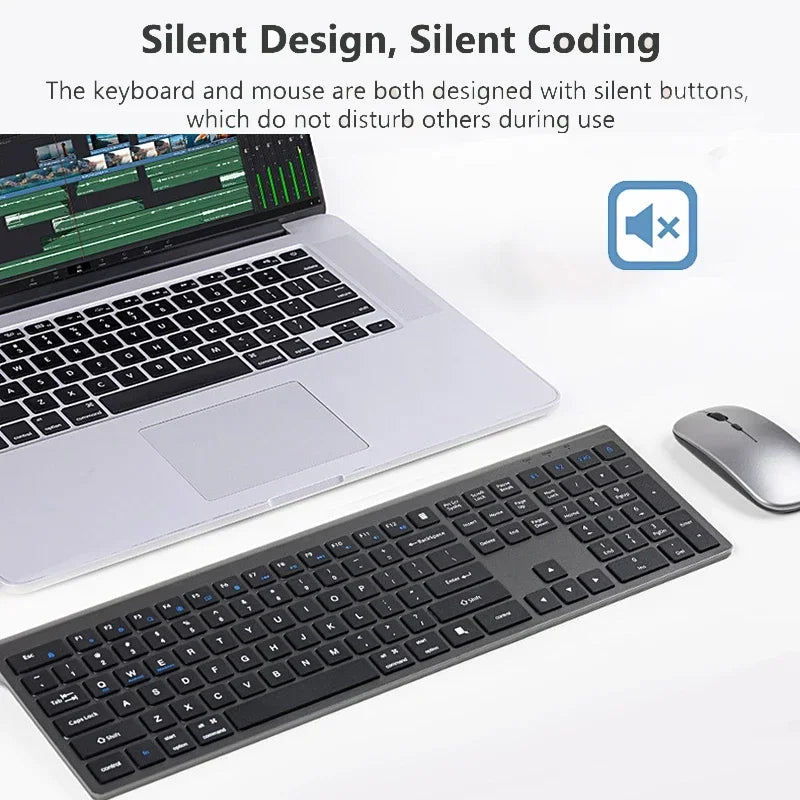 Bluetooth 3-Mode Wireless Keyboard & Mouse Combo – Rechargeable & Multi-Device